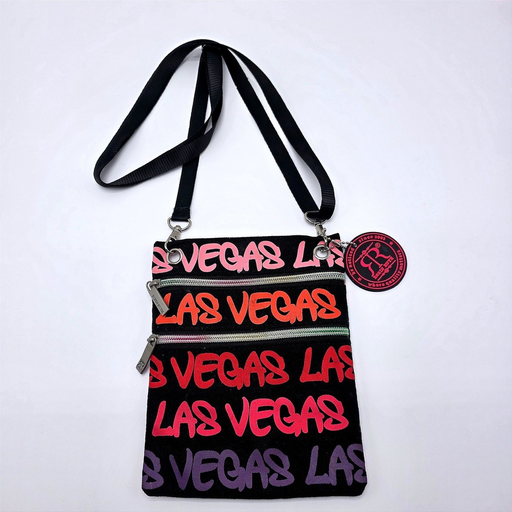 Robin Ruth Las Vegas Crossbody Bag Black Pink Orange‎ Purple Graffiti Zip Pouch